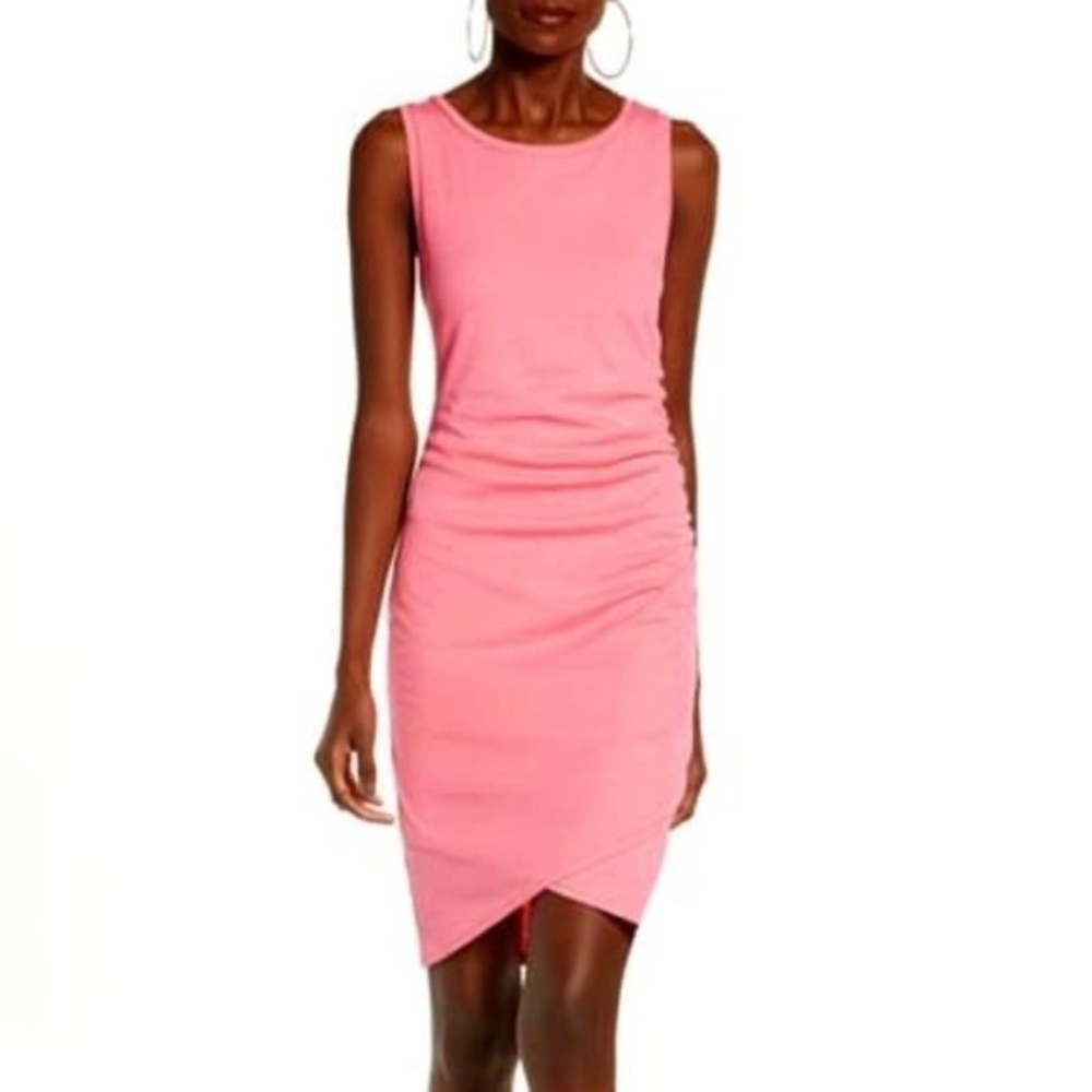 Leith Bright Pink Ruched Bodycon Tank Dress